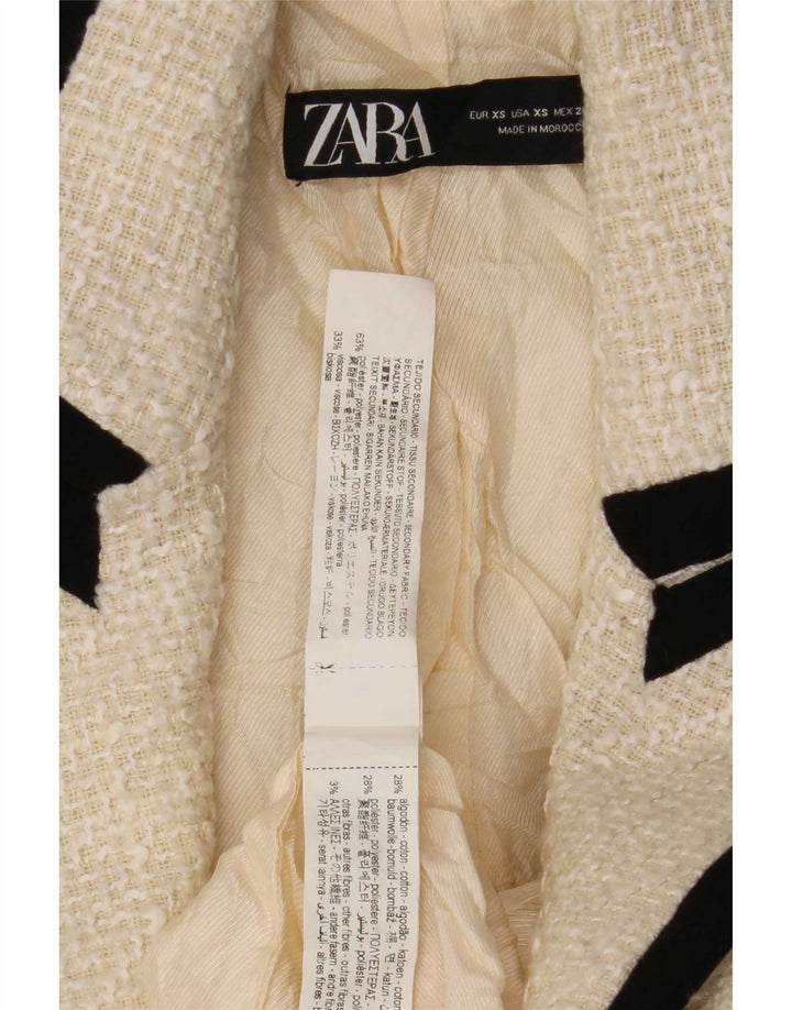 Zara Womens Double Breasted Blazer Jacket UK 6 XS Off White Polyester