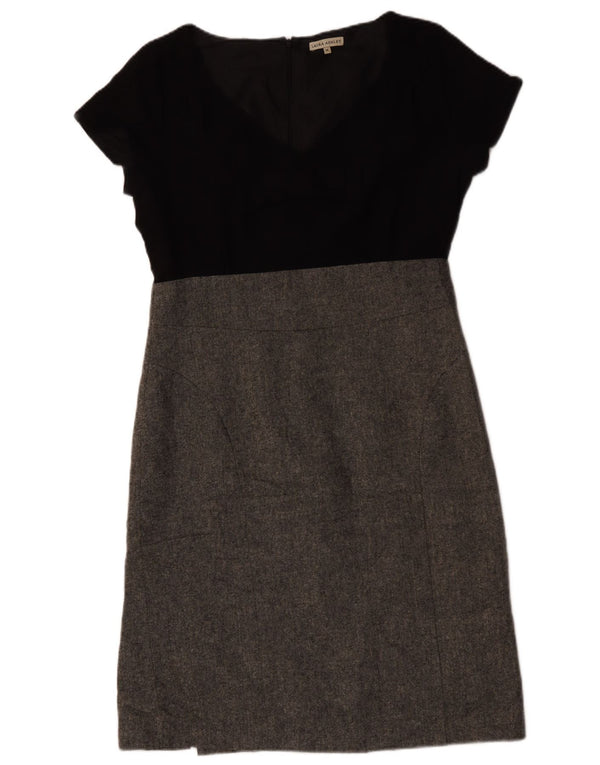 Laura Ashley Womens Sheath Dress UK 14 Large Black Colourblock Polyester