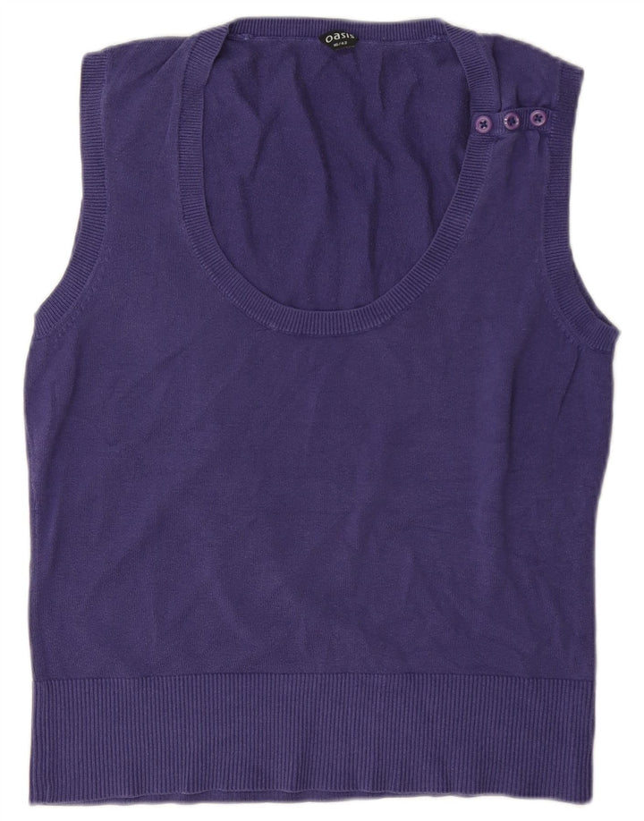 Oasis Womens Vest Top UK 16 Large Navy Blue Cotton