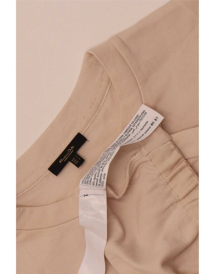 Massimo Dutti Womens T-Shirt Top UK 16 Large Beige Cotton
