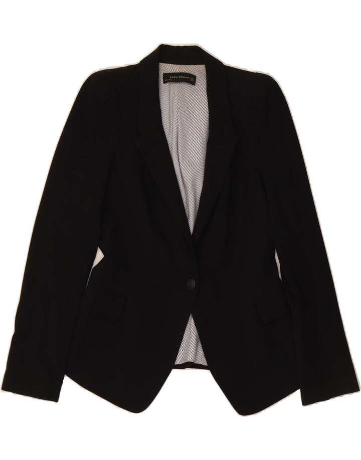 ZARA Womens 1 Button Blazer Jacket UK 10 Small Black Vintage Zara and Second-Hand Zara from Messina Hembry 