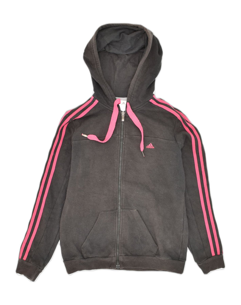 ADIDAS Womens Zip Hoodie Sweater UK 10 Small Black Cotton | Vintage Adidas | Thrift | Second-Hand Adidas | Used Clothing | Messina Hembry 