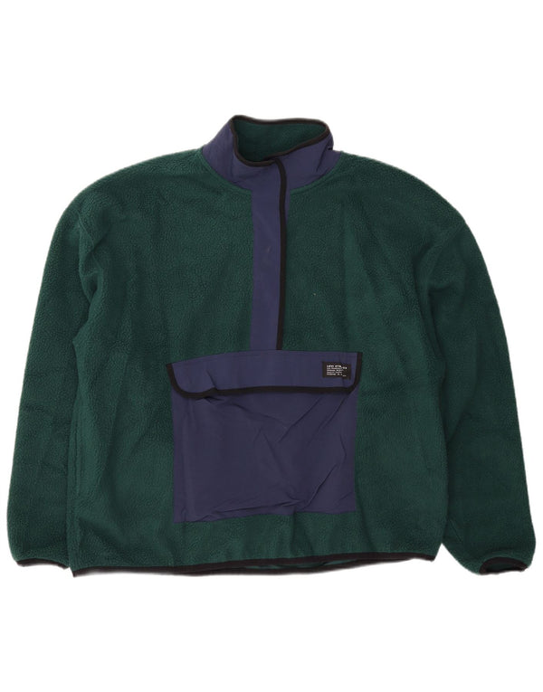 Levi's Womens Oversized Fleece Jumper UK 14 Medium Green Colourblock