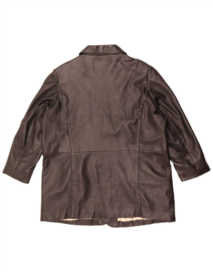 Essence Womens Oversized Leather Jacket UK 18/20 XL Black Leather
