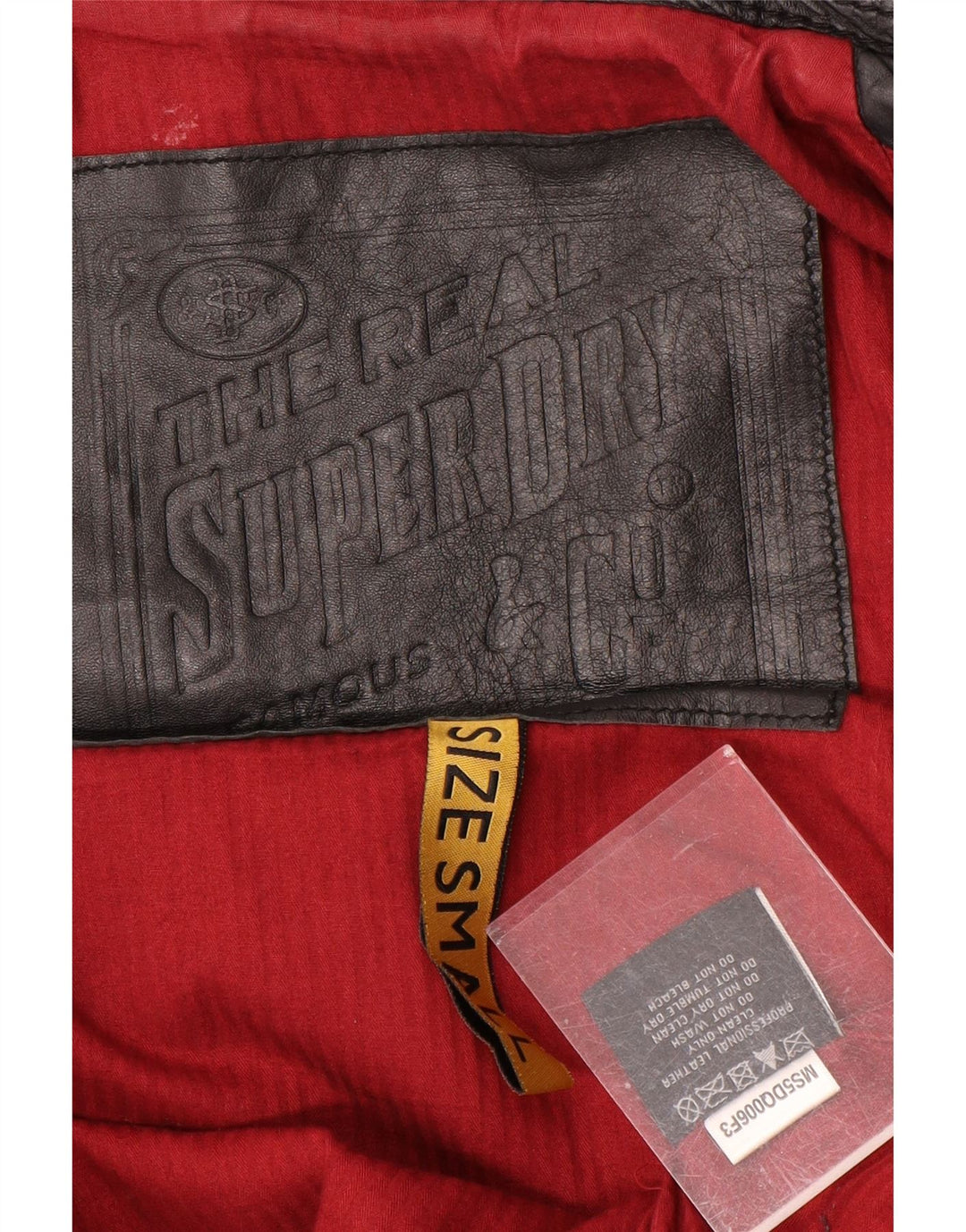 Superdry Mens Military Leather Jacket UK 36 Small Black Leather
