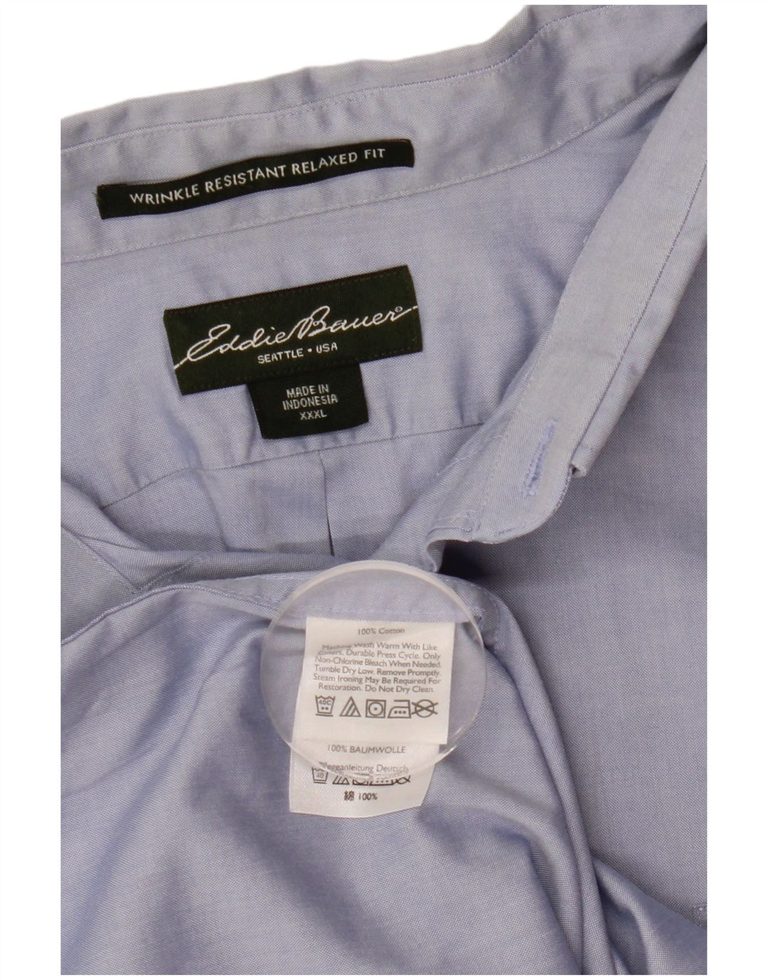 EDDIE BAUER Mens Short Sleeve Relaxed Fit Shirt 3XL Blue Cotton