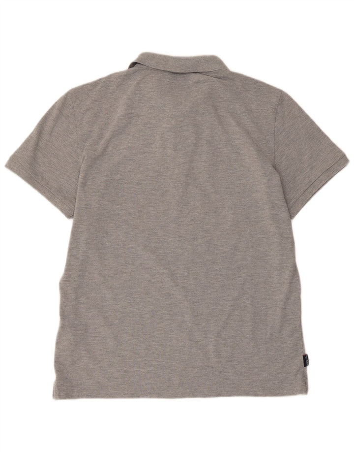 SUPERDRY Mens Polo Shirt XL Grey Flecked Cotton