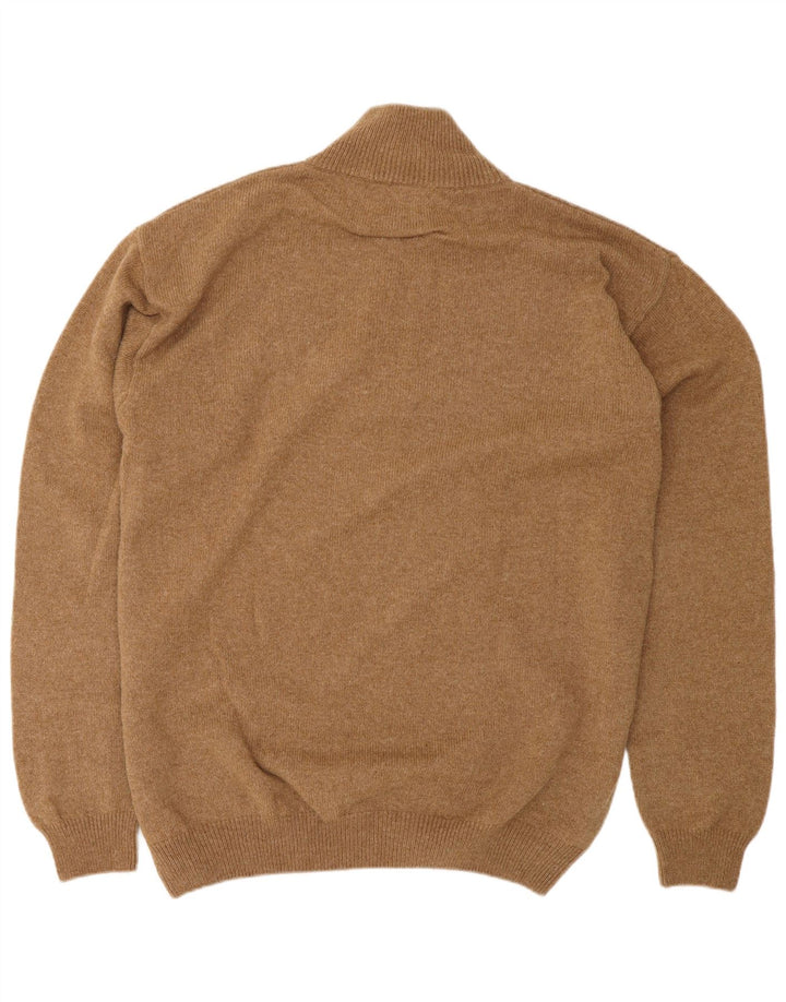 MARLBORO CLASSICS Mens Zip Neck Jumper Sweater 2XL Brown Wool