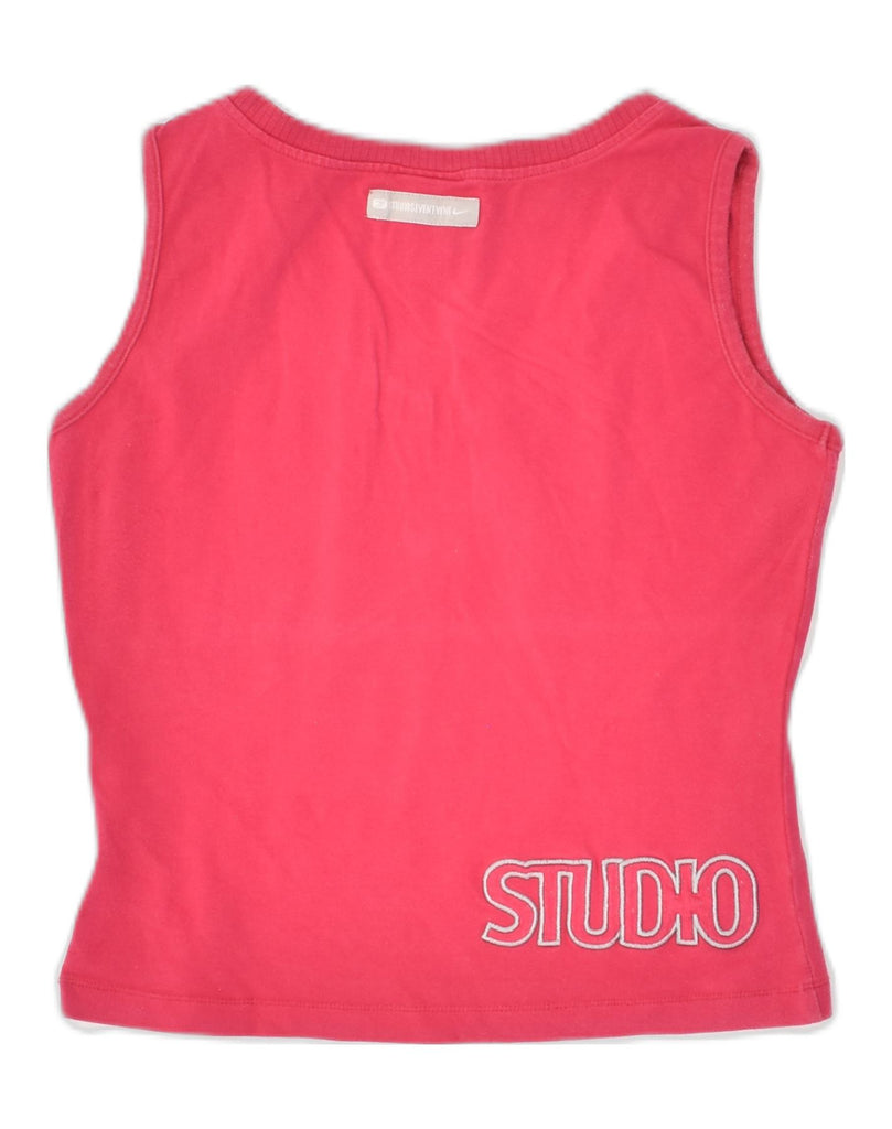 NIKE Womens Studio Graphic Vest Top UK 10 Small Pink Cotton | Vintage Nike | Thrift | Second-Hand Nike | Used Clothing | Messina Hembry 