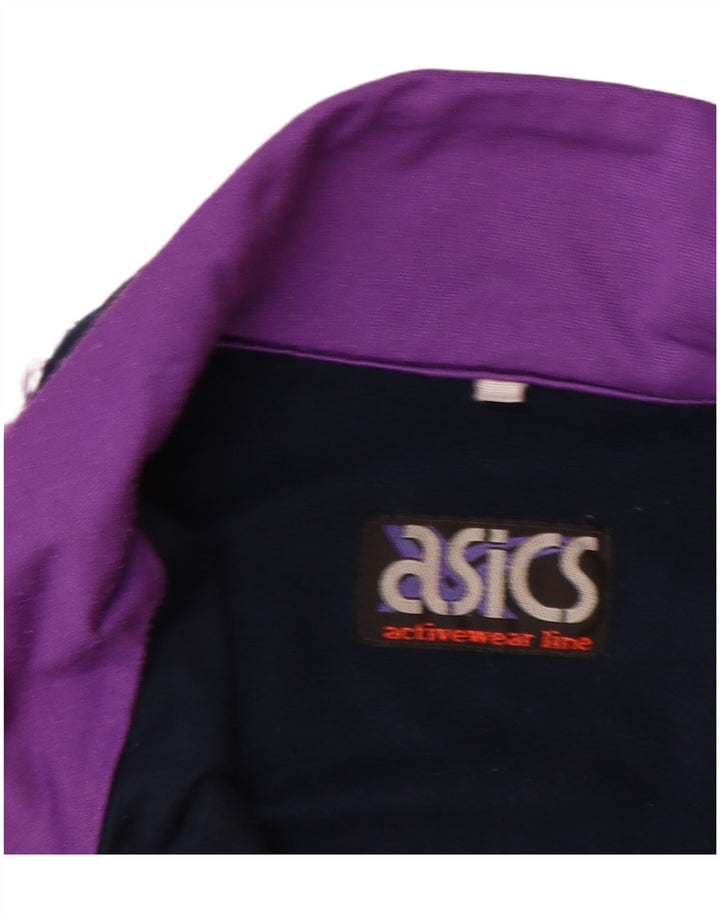ASICS Mens Graphic Tracksuit Top Jacket Large Navy Blue Colourblock