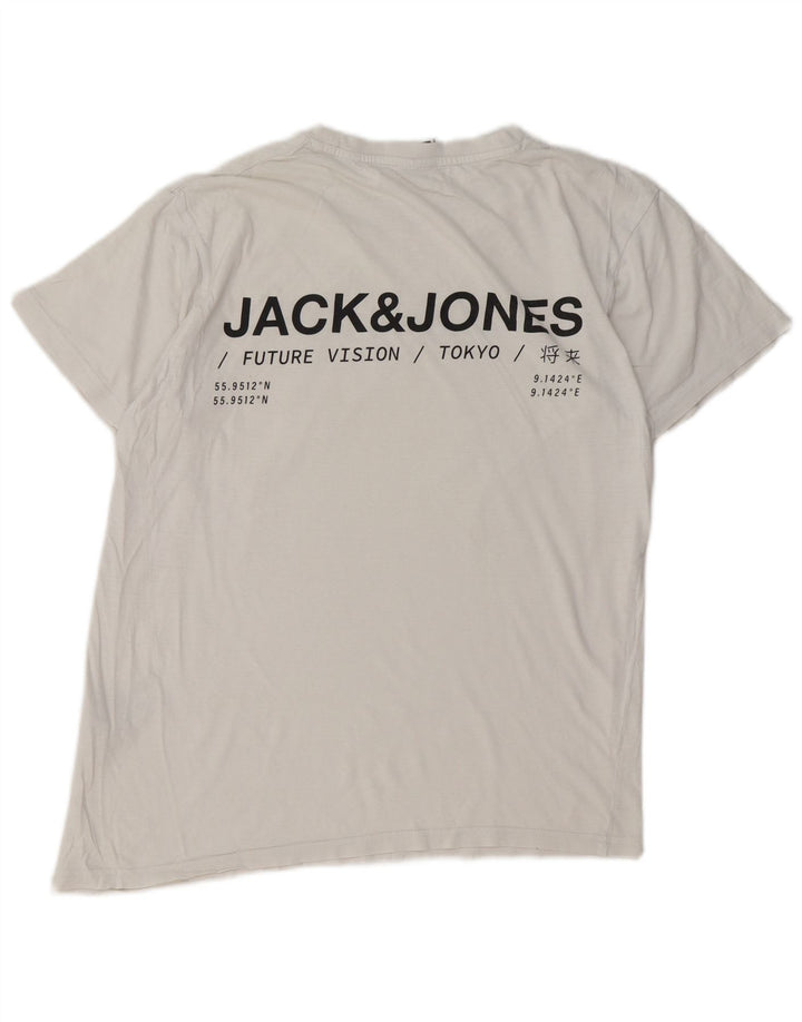 JACK & JONES Mens Graphic T-Shirt Top Small White Cotton