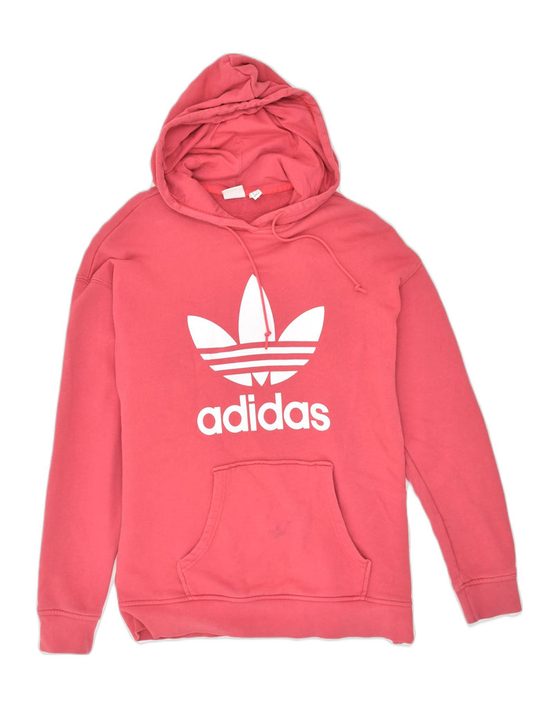 ADIDAS Womens Graphic Hoodie Jumper UK 12 Medium Pink Cotton | Vintage Adidas | Thrift | Second-Hand Adidas | Used Clothing | Messina Hembry 