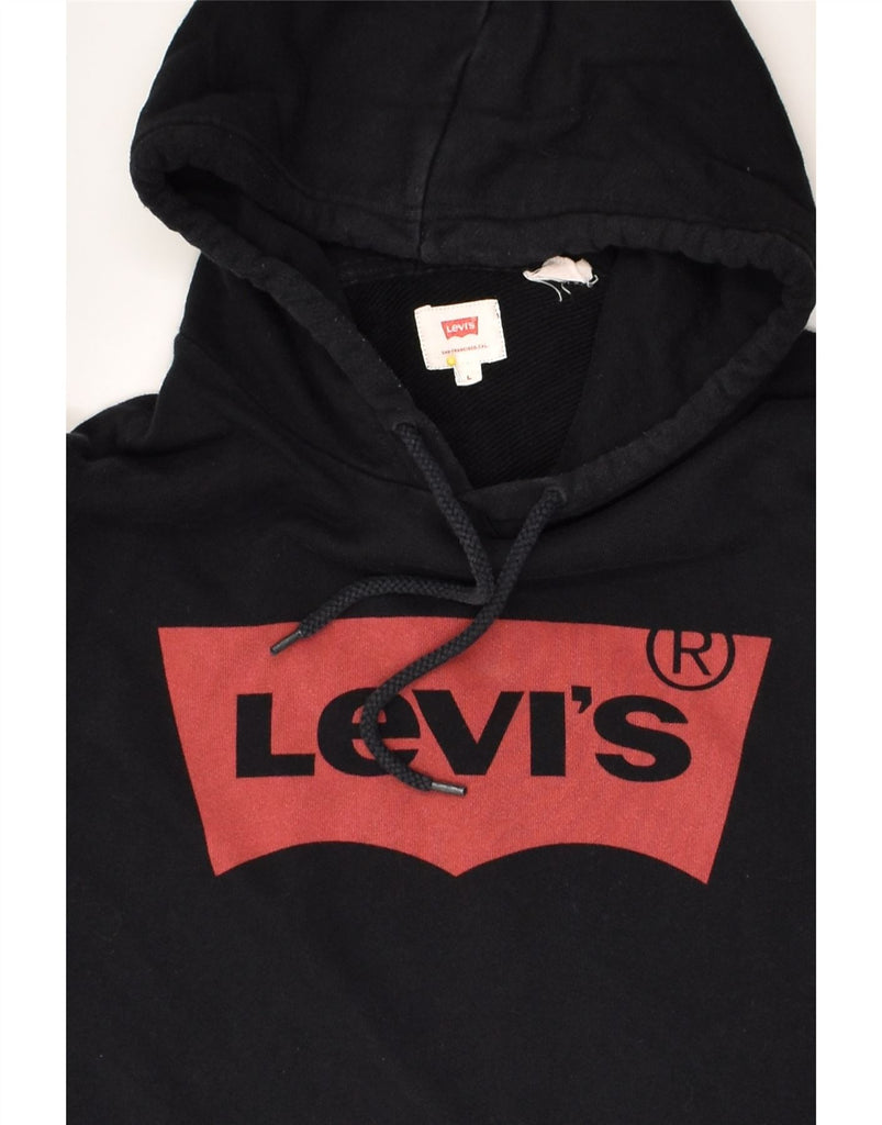 LEVI'S Mens Graphic Hoodie Jumper Large Black Cotton | Vintage Levi's | Thrift | Second-Hand Levi's | Used Clothing | Messina Hembry 