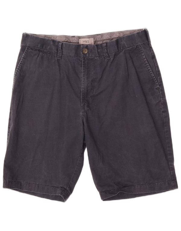 Marks & Spencer Mens Chino Shorts W34 Large Navy Blue Cotton