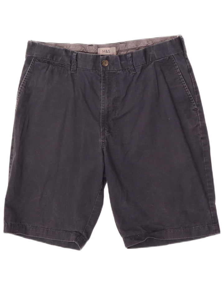 Marks & Spencer Mens Chino Shorts W34 Large Navy Blue Cotton
