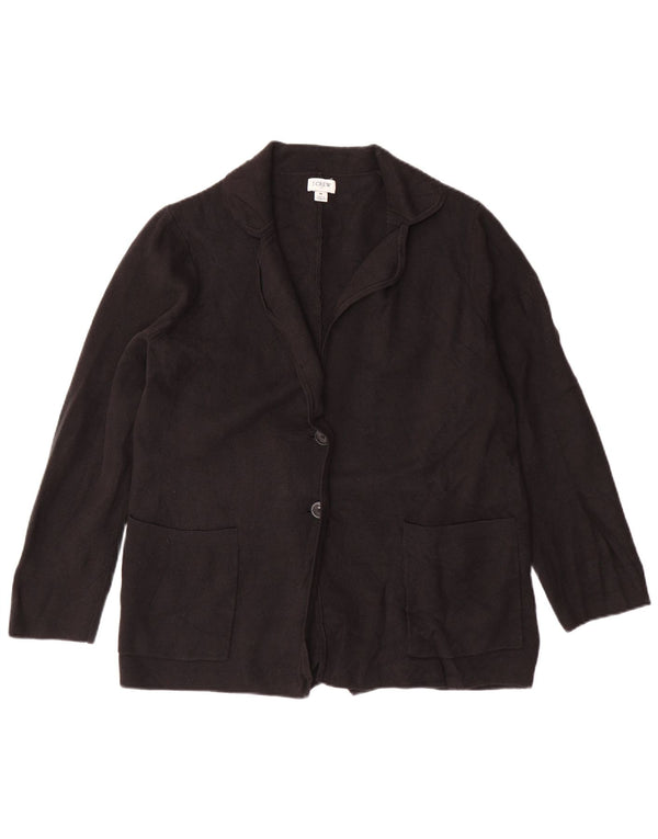 J. CREW Womens 2 Button Blazer Jacket UK 14 Medium Black Cotton