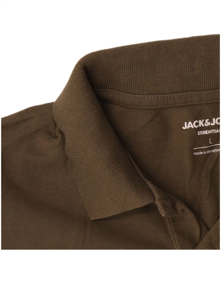 Jack & Jones Mens Polo Shirt Large Khaki Cotton