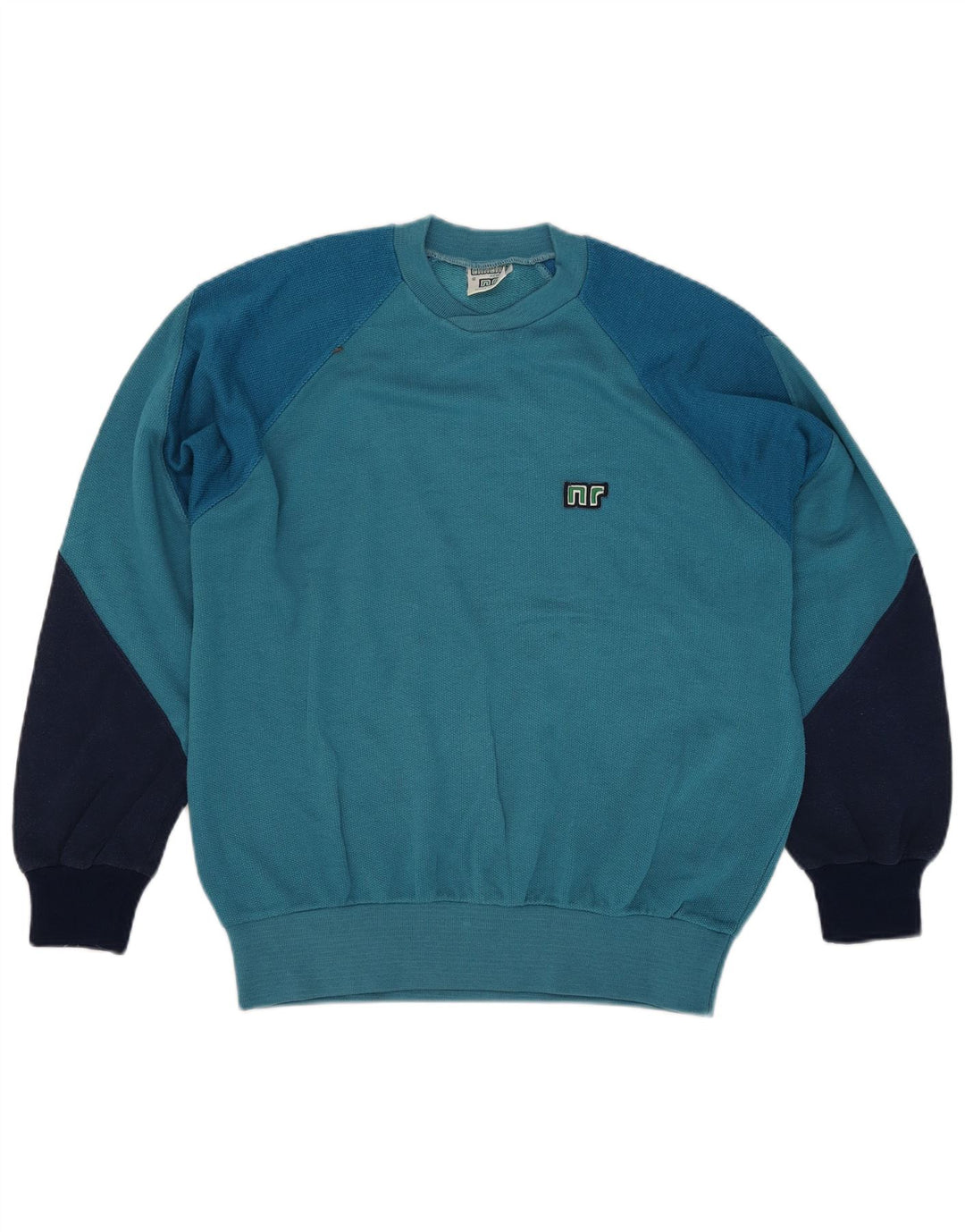 Ennerre Mens Sweatshirt Jumper Large Blue Colourblock Cotton
