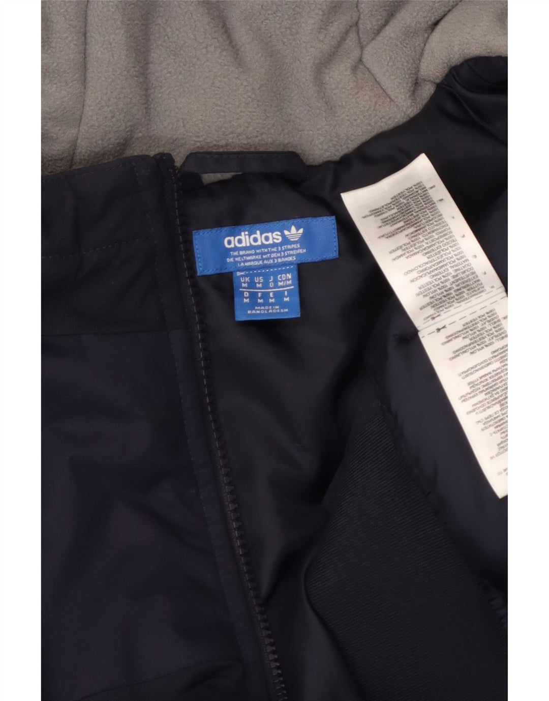 Adidas Mens Hooded Windbreaker Jacket UK 38 Medium Navy Blue Polyester