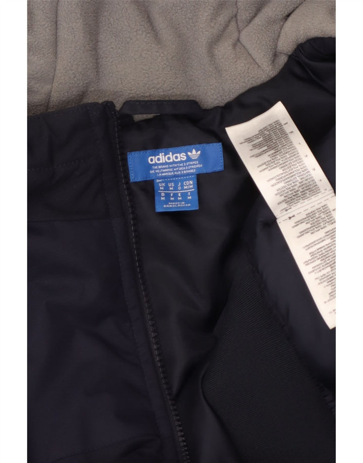 Adidas Mens Hooded Windbreaker Jacket UK 38 Medium Navy Blue Polyester