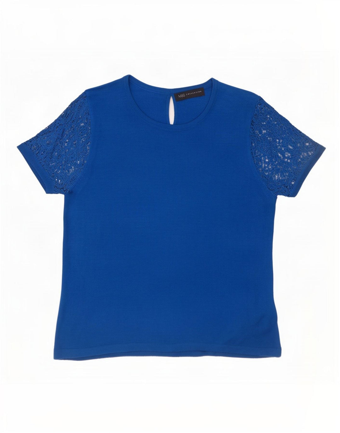 Marks & Spencer Womens Blouse Top UK 12 Medium Blue Floral Acrylic