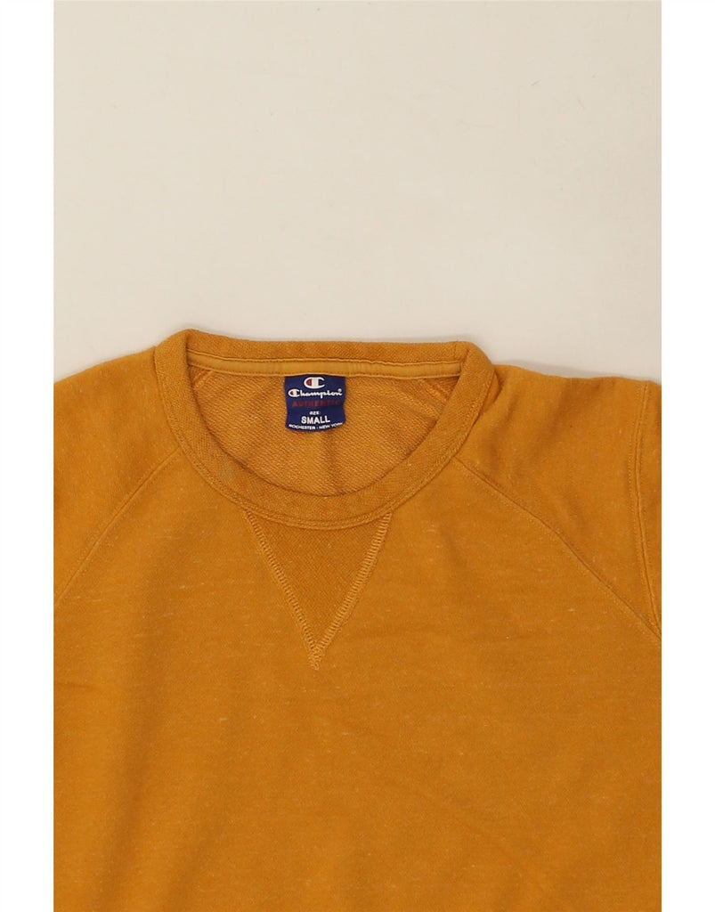 CHAMPION Mens Sweatshirt Jumper Small Yellow Cotton | Vintage Champion | Thrift | Second-Hand Champion | Used Clothing | Messina Hembry 