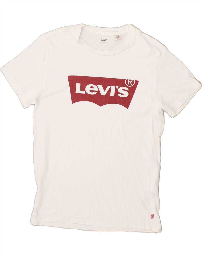 LEVI'S Mens Graphic T-Shirt Top Small White Cotton Vintage Levi's and Second-Hand Levi's from Messina Hembry 