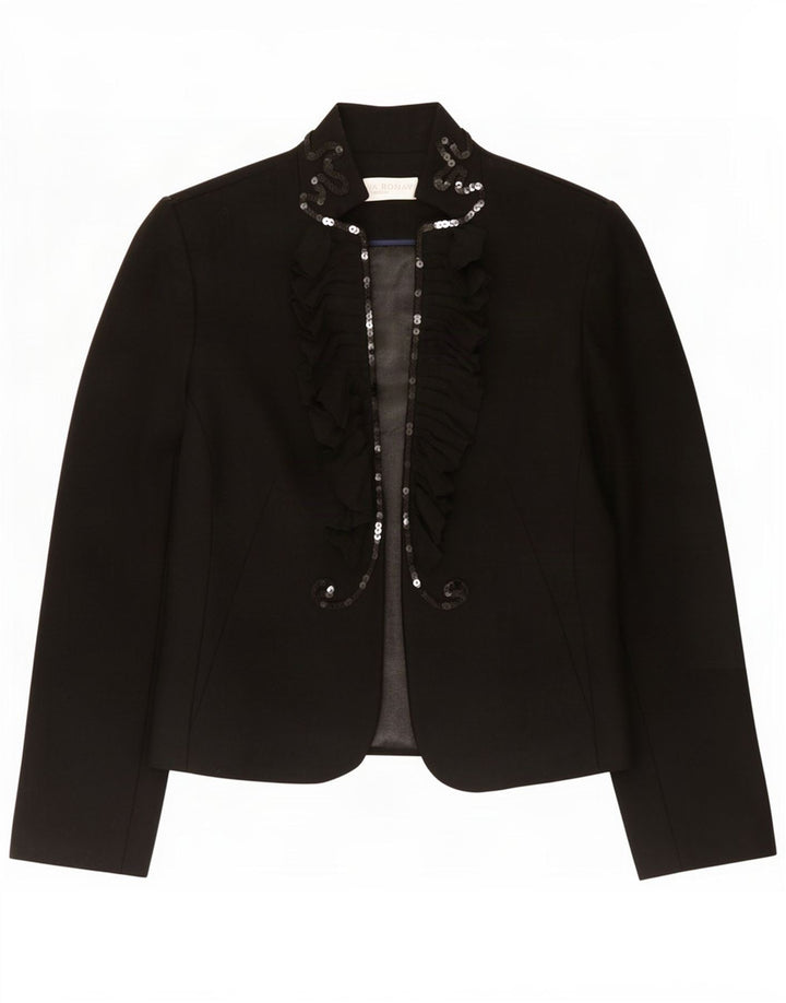 Edina Ronay Womens Blazer Jacket UK 10 Small Black Wool