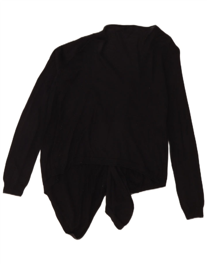 Massimo Dutti Womens Open Cardigan Sweater UK 10 Small Black Cotton