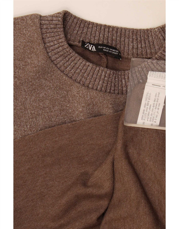 Zara Womens Blouse Top UK 14 Medium Brown Polyester