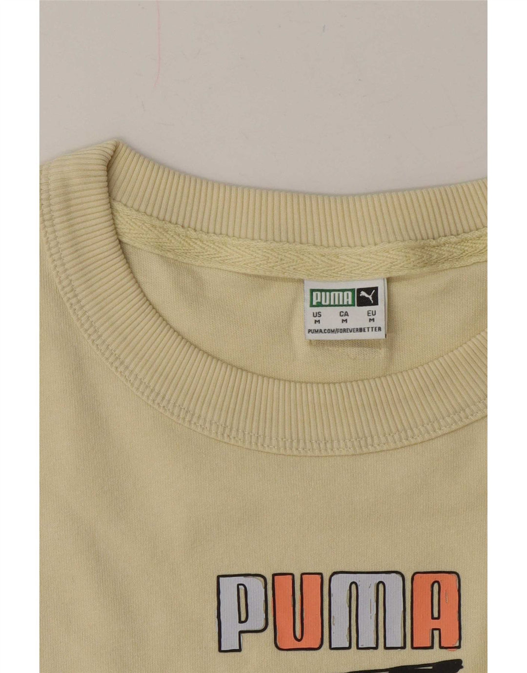 Puma Womens Graphic T-Shirt Top UK 14 Medium Yellow
