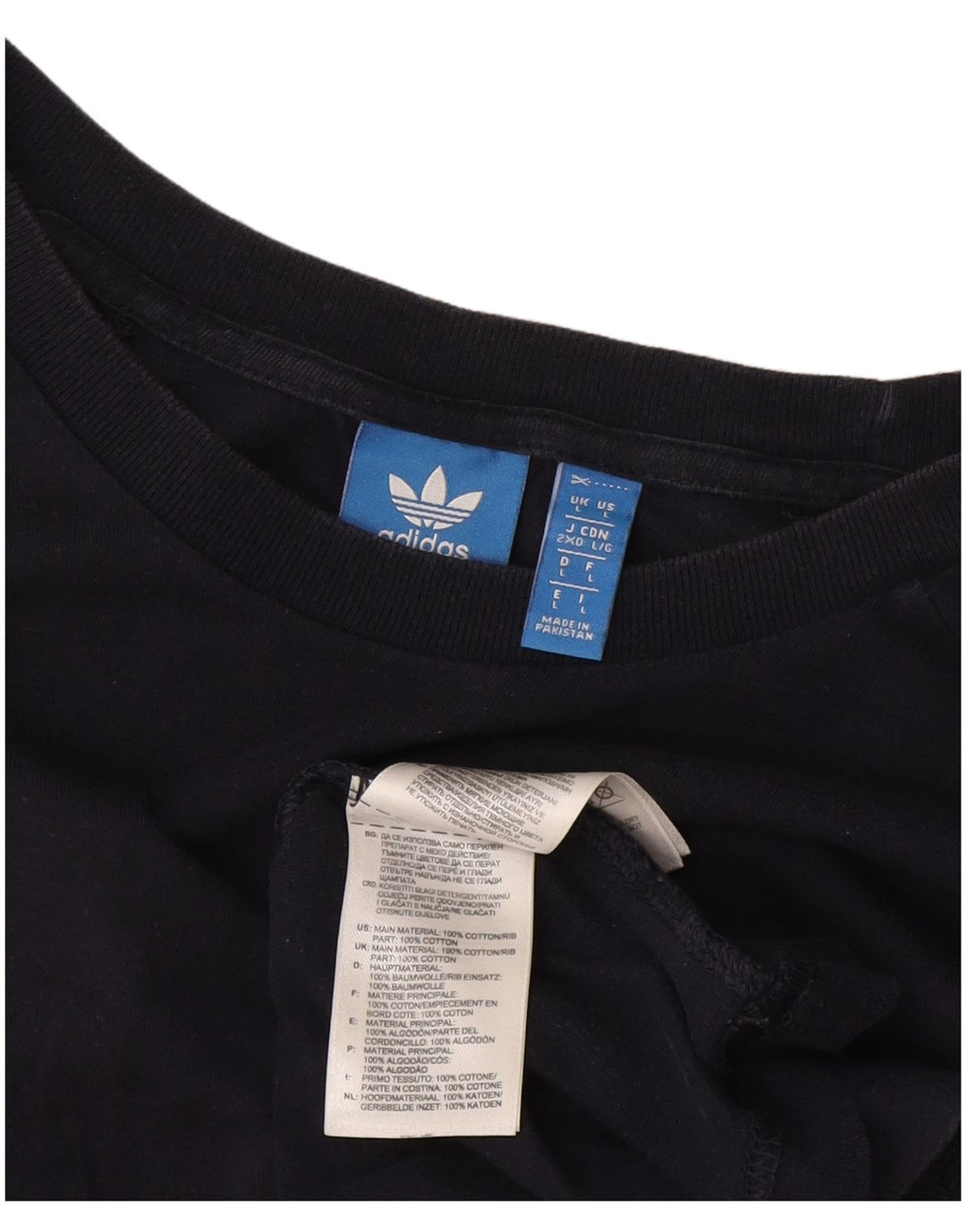 Adidas Mens T-Shirt Top Large Black Cotton