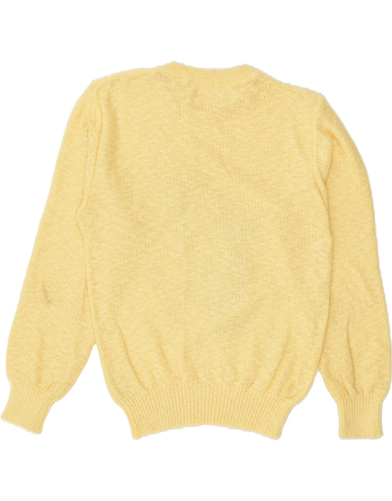 MASELLI Womens Graphic Crew Neck Jumper Sweater EU 38 Medium Yellow | Vintage Maselli | Thrift | Second-Hand Maselli | Used Clothing | Messina Hembry 