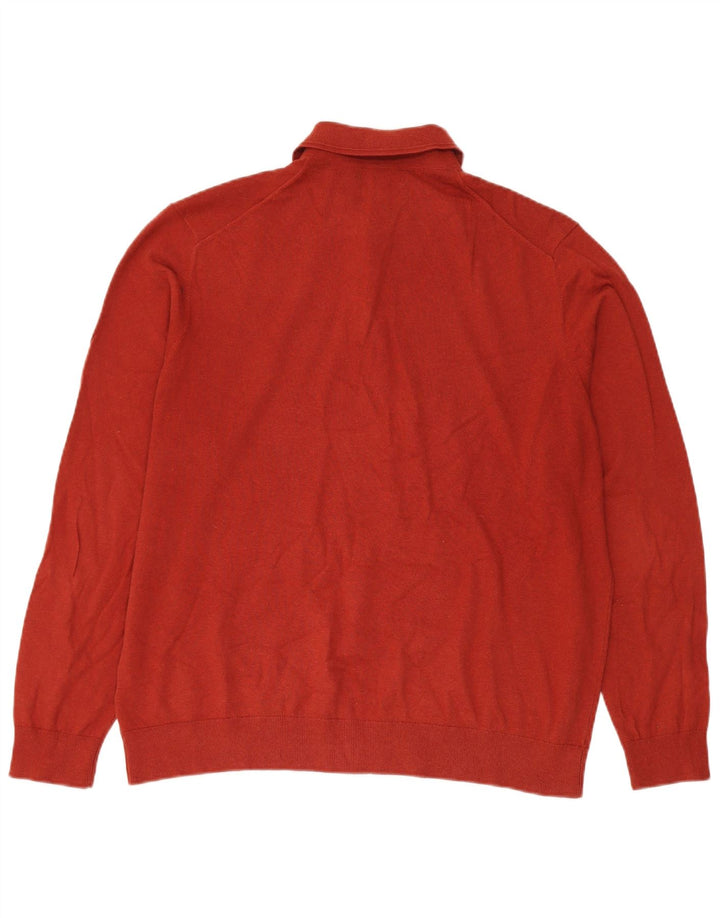 Marks & Spencer Mens Polo Neck Jumper Sweater XL Red Cotton