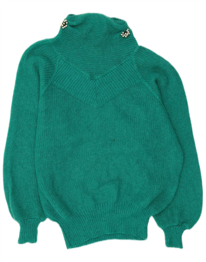 Vintage Womens Oversized Turtle Neck Jumper Sweater UK 18 XL Green