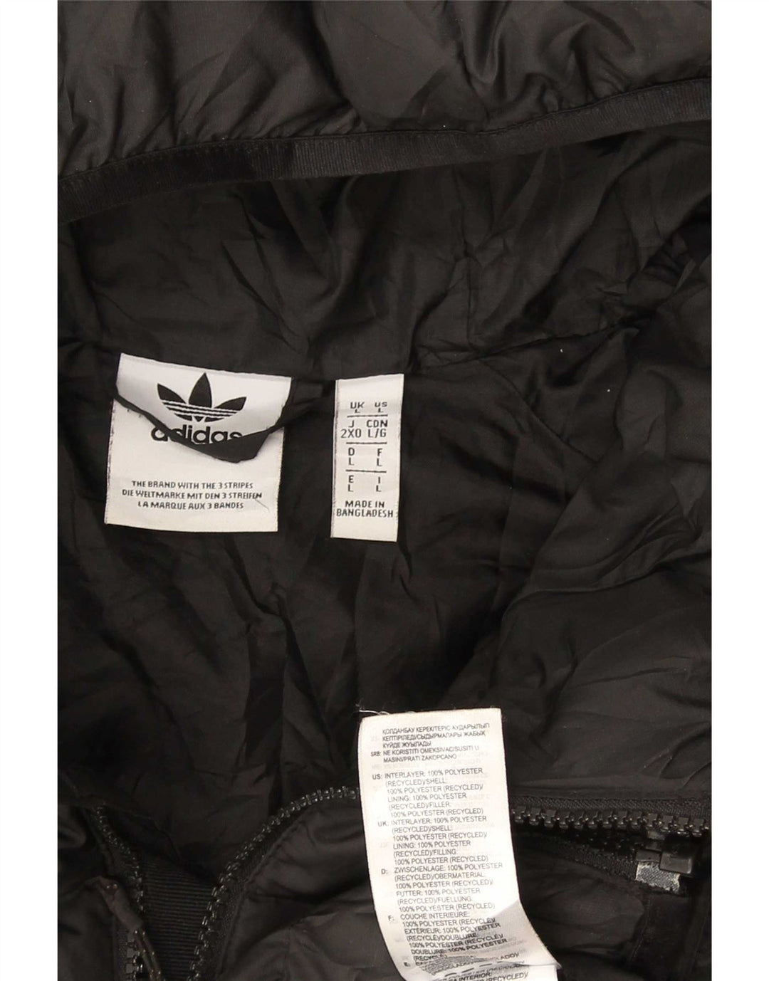 Adidas Mens Hooded Padded Jacket UK 40 Large Black Polyester