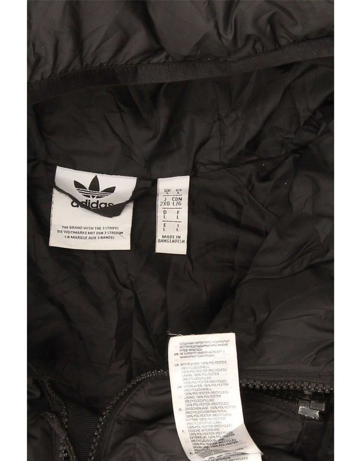 Adidas Mens Hooded Padded Jacket UK 40 Large Black Polyester