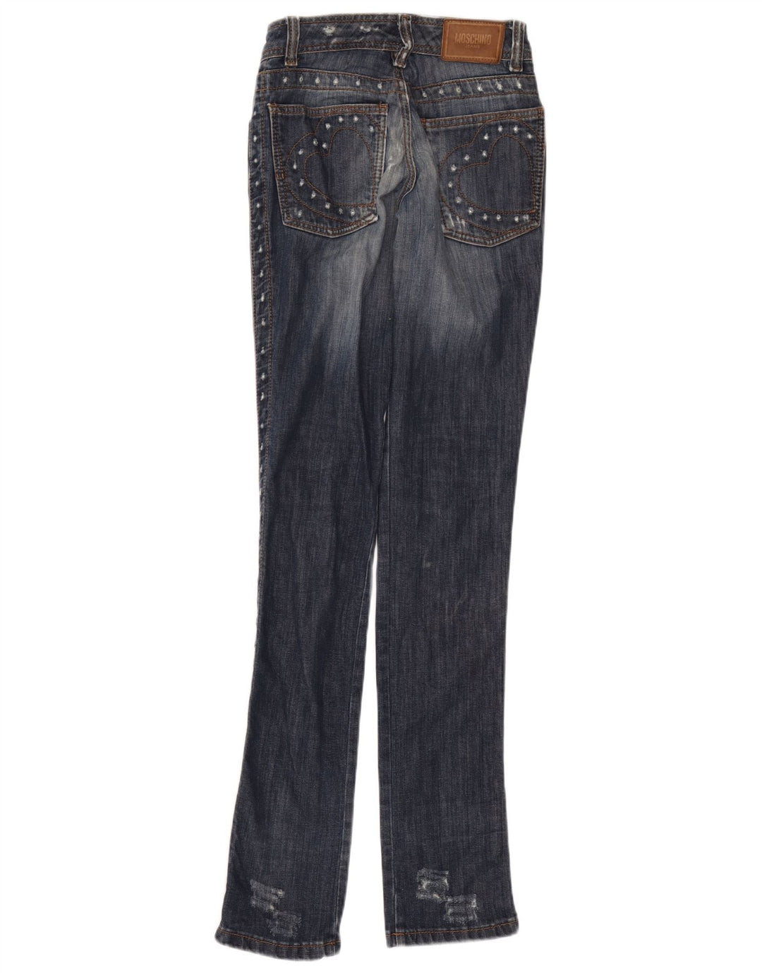 Moschino Womens Distressed Skinny Jeans W27 L34 Blue