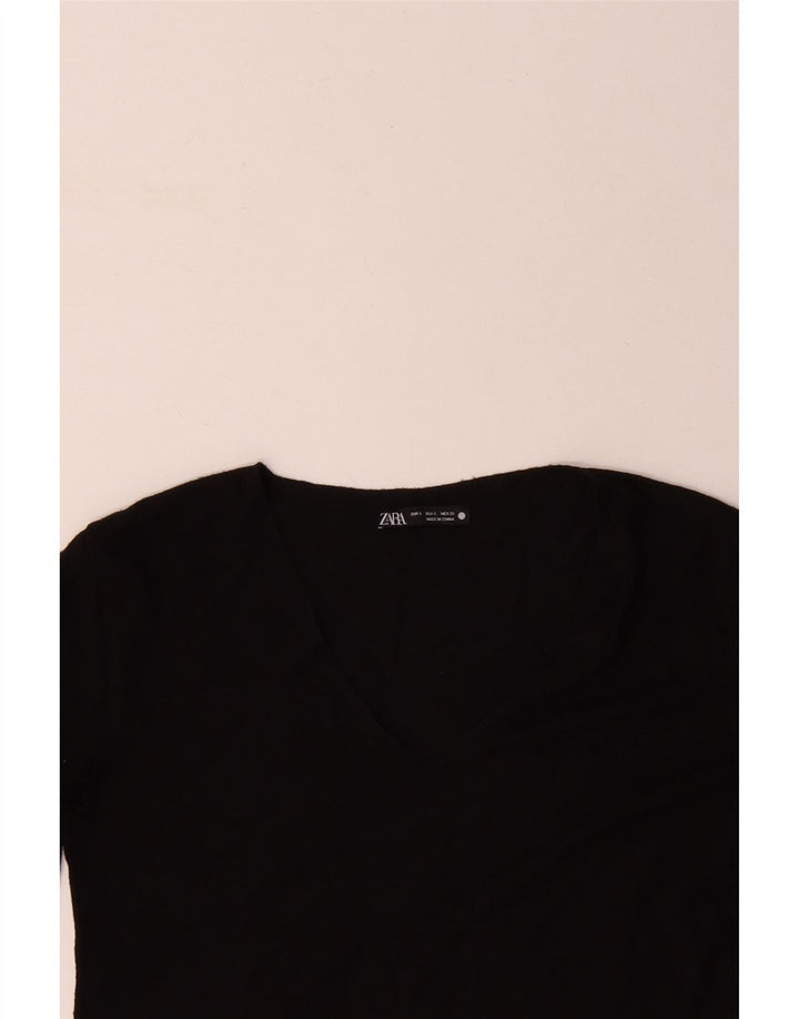 ZARA Womens Top Long Sleeve UK 10 Small Black