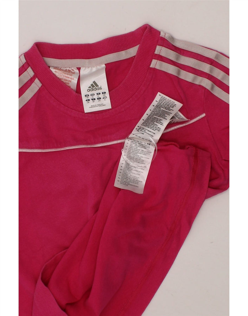 ADIDAS Girls T-Shirt Top 7-8 Years Pink Cotton Vintage Adidas and Second-Hand Adidas from Messina Hembry 