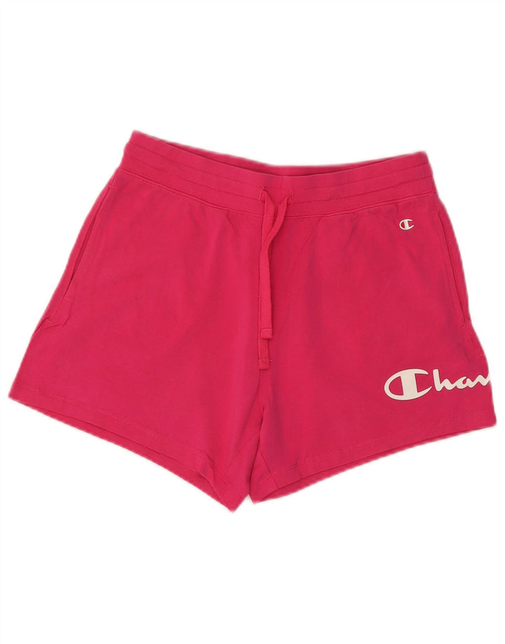 Champion Womens Graphic Sport Shorts UK 12 Medium Pink