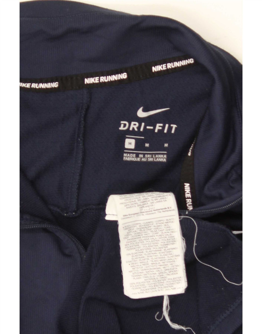 Nike Mens Dri Fit Zip Neck Top Long Sleeve Medium Navy Blue Polyester
