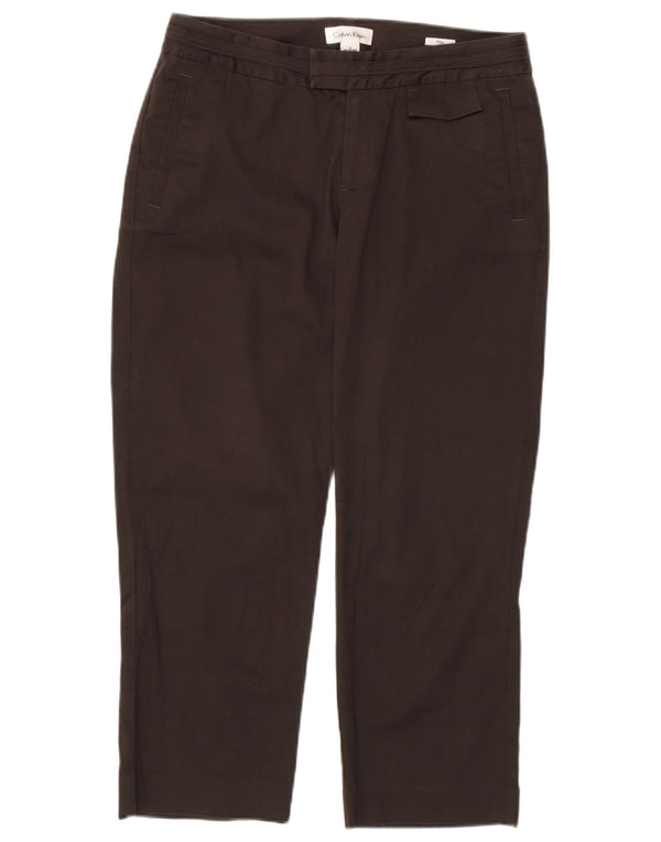 Calvin Klein Womens Straight Capri Trousers US 2 XS W27 L22 Brown Cotton