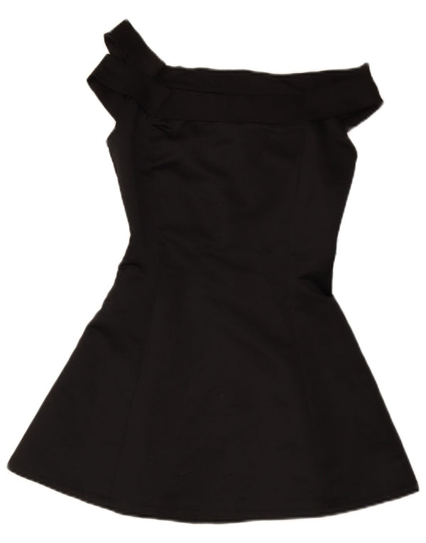 Vintage Womens Mini Off Shoulder Dress UK 8 Small Black