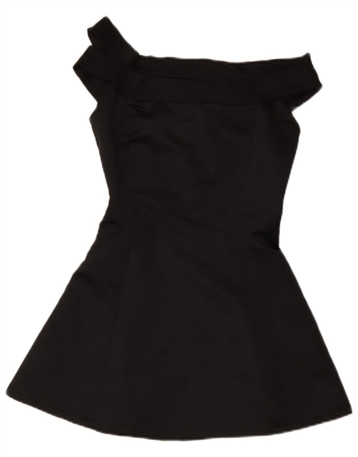 Vintage Womens Mini Off Shoulder Dress UK 8 Small Black