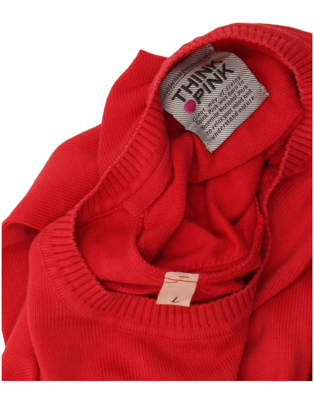 Think Pink Mens Crew Neck Jumper Sweater Large Red