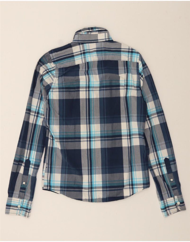 HOLLISTER Mens Shirt Medium Navy Blue Check Cotton Vintage Hollister and Second-Hand Hollister from Messina Hembry 
