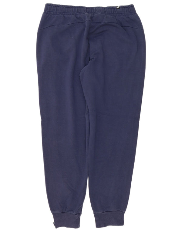 Puma Mens Graphic Tracksuit Trousers Joggers Large Navy Blue Cotton