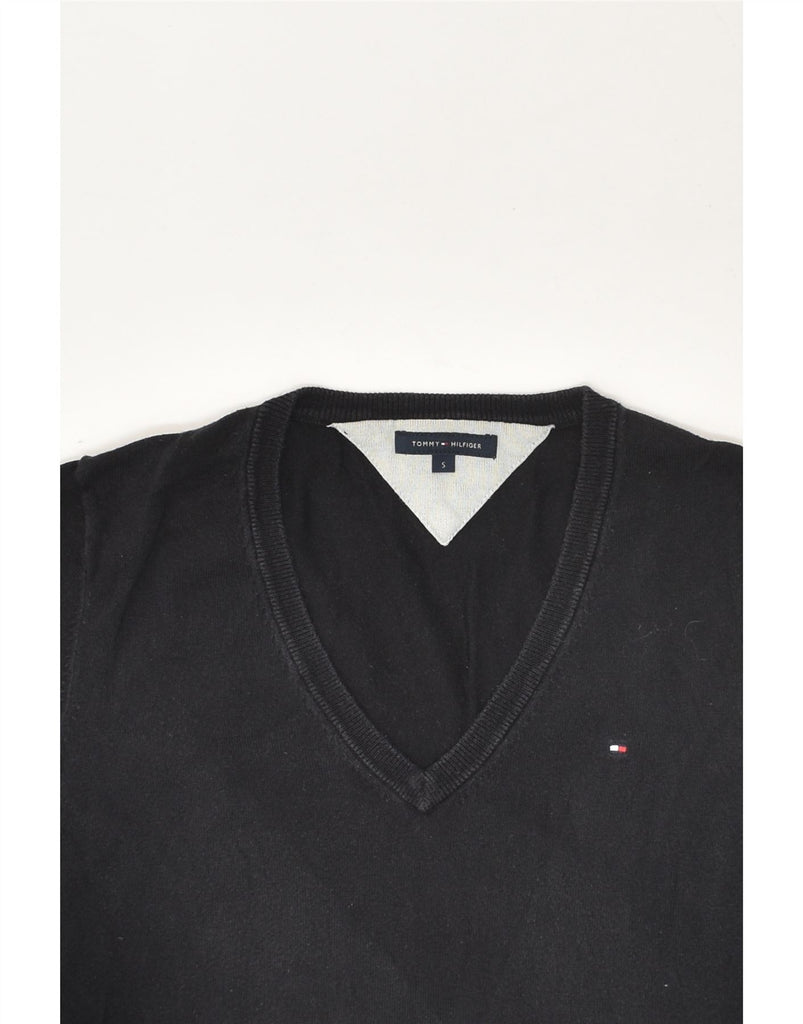 TOMMY HILFIGER Womens V-Neck Jumper Sweater UK 10 Small Black | Vintage Tommy Hilfiger | Thrift | Second-Hand Tommy Hilfiger | Used Clothing | Messina Hembry 