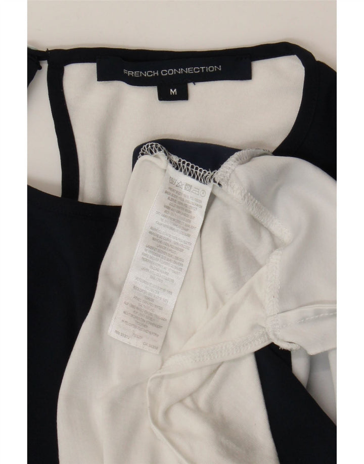 French Connection Womens T-Shirt Top UK 14 Medium Navy Blue Colourblock